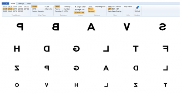 Mirror mode — chart flipped for compact exam lanes